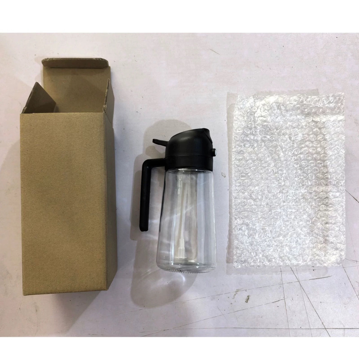 2-in-1 Glass Oil Dispenser and Sprayer Bottle (Black)